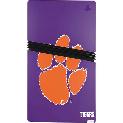 Clemson University Tiger Print Purple PS5 Pro Bundle Skin